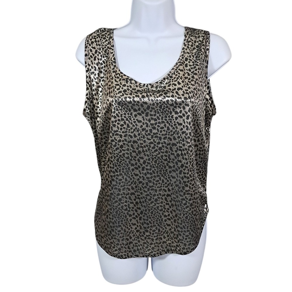 Bentley Vintage Y2K Metallic Silver Animal Print Blouse Sleeveless 90s Top L